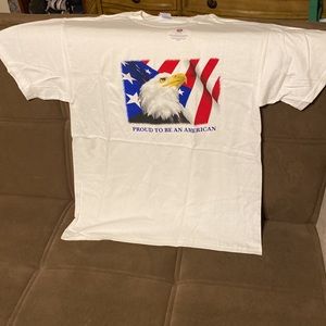 NEW UNISEX M&O KNITS GOLD G PROUD TO BE AN AMERICAN WITH CUTE T-Shirt si…